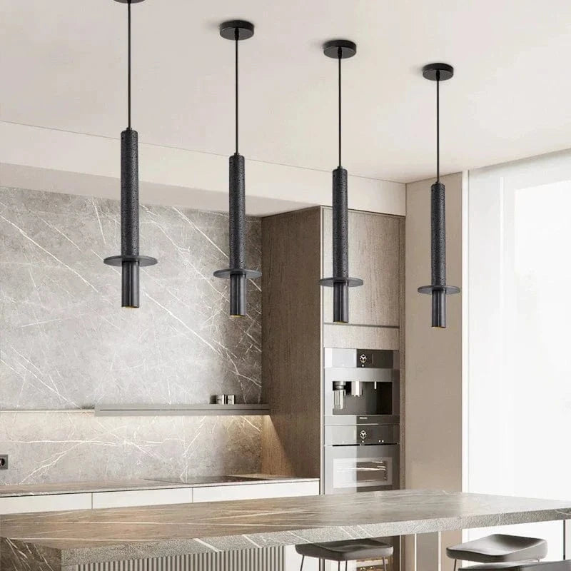 Suspension LED Nordik moderne pour chambre à coucher, chevet - Design épuré en ligne longue - Décoration Maison Jaune Noir Pierre | Marco Lucetti
