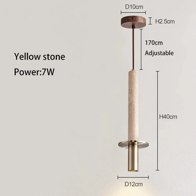 Suspension LED Nordik moderne pour chambre à coucher, chevet - Design épuré en ligne longue - Décoration Maison Jaune Noir Pierre | Marco Lucetti Pierre jaune / 6000K