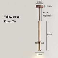 Suspension LED Nordik moderne pour chambre à coucher, chevet - Design épuré en ligne longue - Décoration Maison Jaune Noir Pierre | Marco Lucetti Pierre jaune / 6000K