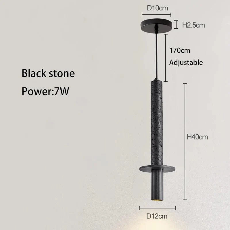 Suspension LED Nordik moderne pour chambre à coucher, chevet - Design épuré en ligne longue - Décoration Maison Jaune Noir Pierre | Marco Lucetti Pierre noire / 6000K