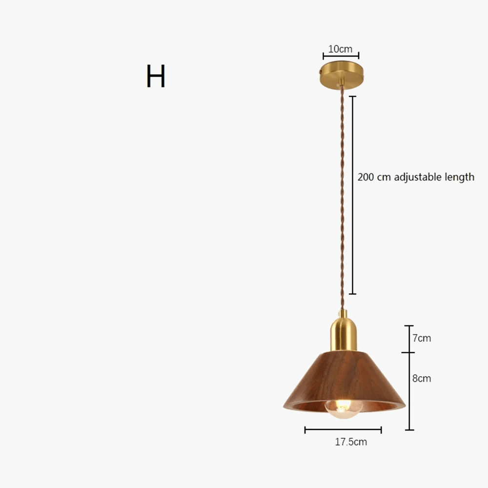 Suspension LED Nordika en laiton et bois pour cuisine îlot - Luminaire design | Marco Lucetti