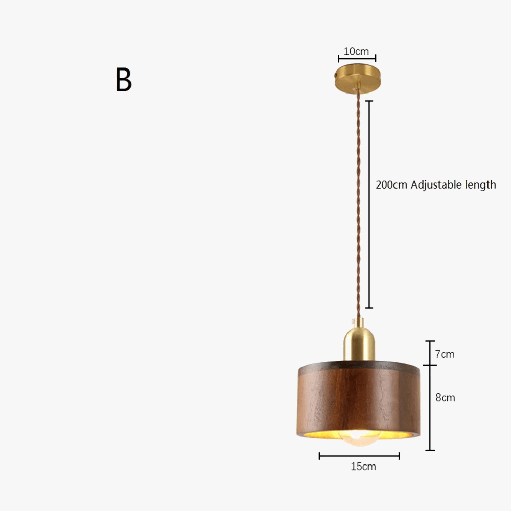 Suspension LED Nordika en laiton et bois pour cuisine îlot - Luminaire design | Marco Lucetti