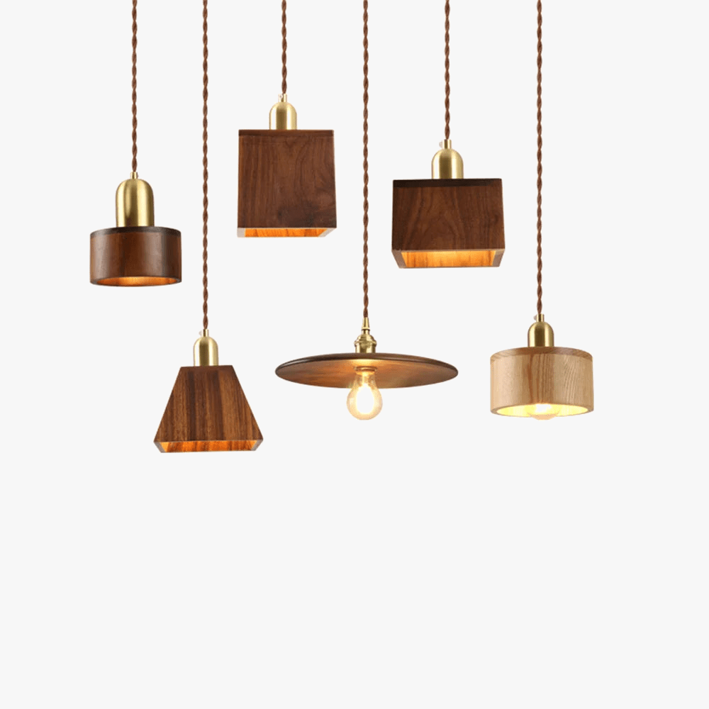 Suspension LED Nordika en laiton et bois pour cuisine îlot - Luminaire design | Marco Lucetti