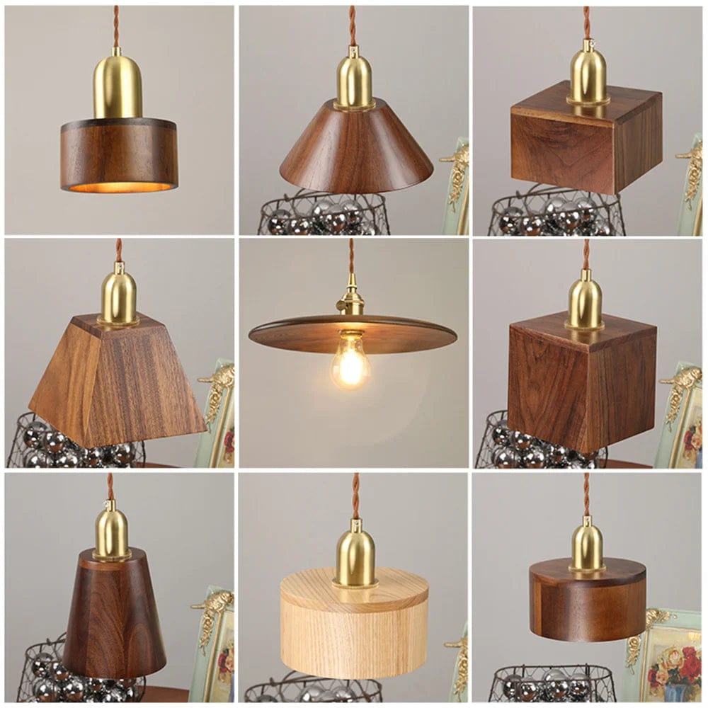 Suspension LED Nordika en laiton et bois pour cuisine îlot - Luminaire design | Marco Lucetti