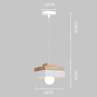 Suspension LED Nordique en Bois et Fer Noir de 18CM Carré - Idéal pour Salon, Chambre, Salle à Manger et Bureau | Marco Lucetti PL076 Carré Blanc / Blanc froid