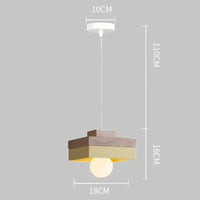 Suspension LED Nordique en Bois et Fer Noir de 18CM Carré - Idéal pour Salon, Chambre, Salle à Manger et Bureau | Marco Lucetti PL076 Carré Jaune / Blanc froid