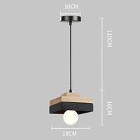 Suspension LED Nordique en Bois et Fer Noir de 18CM Carré - Idéal pour Salon, Chambre, Salle à Manger et Bureau | Marco Lucetti PL076 Carré Noir / Blanc froid