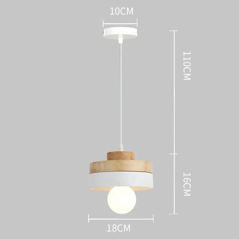 Suspension LED Nordique en Bois et Fer Noir de 18CM Carré - Idéal pour Salon, Chambre, Salle à Manger et Bureau | Marco Lucetti PL076 Rond Blanc / Blanc froid