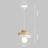 Suspension LED Nordique en Bois et Fer Noir de 18CM Carré - Idéal pour Salon, Chambre, Salle à Manger et Bureau | Marco Lucetti PL076 Rond Blanc / Blanc froid