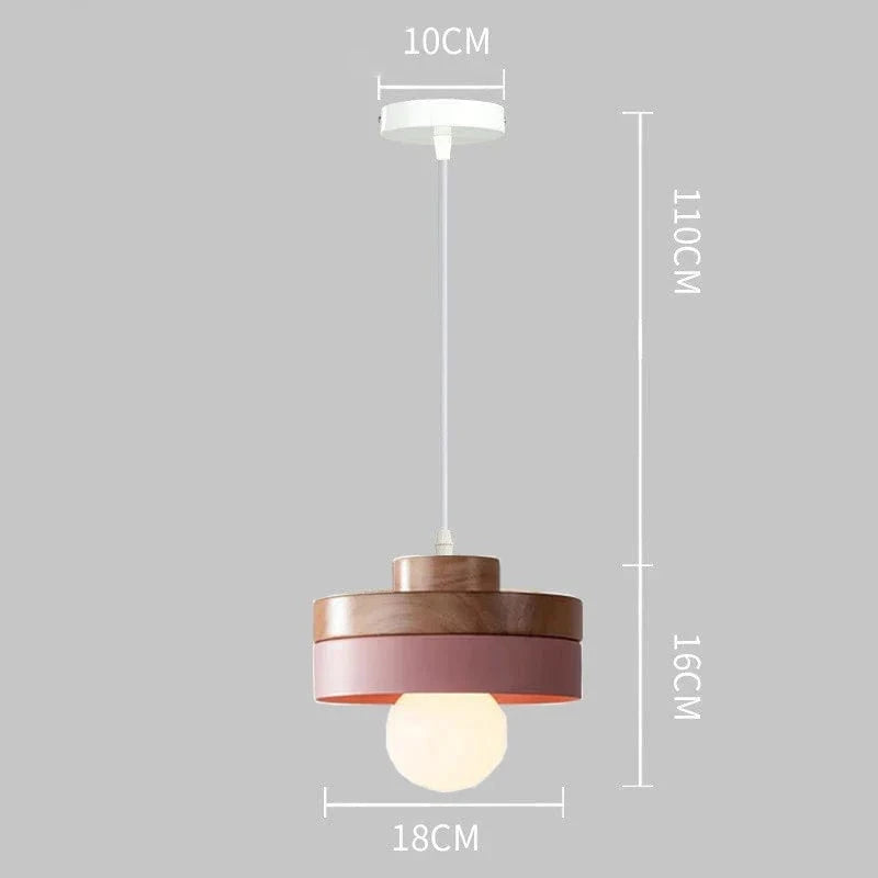Suspension LED Nordique en Bois et Fer Noir de 18CM Carré - Idéal pour Salon, Chambre, Salle à Manger et Bureau | Marco Lucetti PL076 Rond Rose / Blanc froid