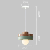 Suspension LED Nordique en Bois et Fer Noir de 18CM Carré - Idéal pour Salon, Chambre, Salle à Manger et Bureau | Marco Lucetti PL076 Rond Vert / Blanc froid