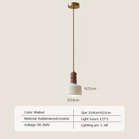 Suspension LED nordique en bois massif et céramique de haute qualité | Marco Lucetti LPL126 14cm Noyer / Blanc froid