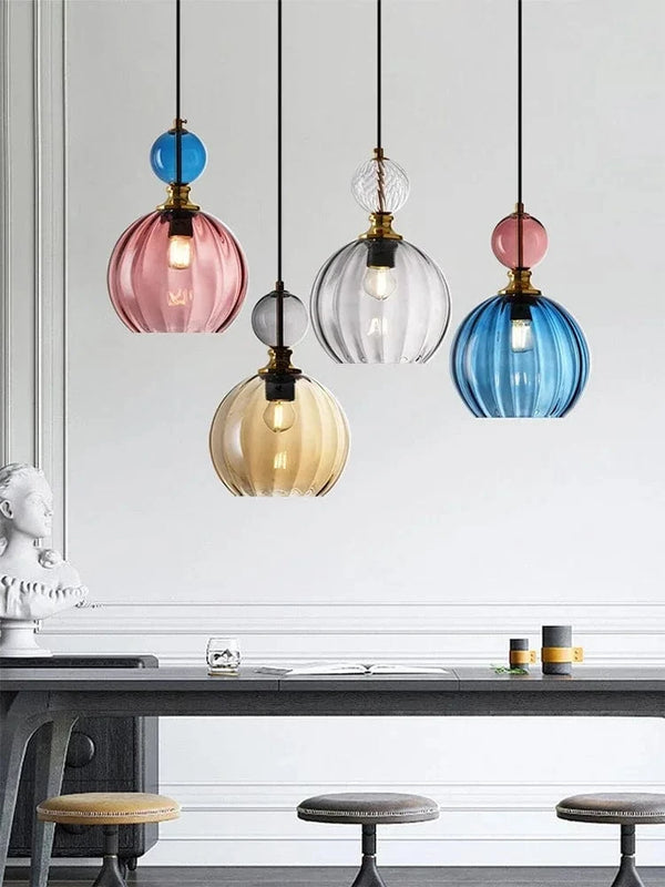 Suspension LED Nordique en Verre 1/3 Tête Colorée Bonbons pour Décoration Intérieure | Marco Lucetti
