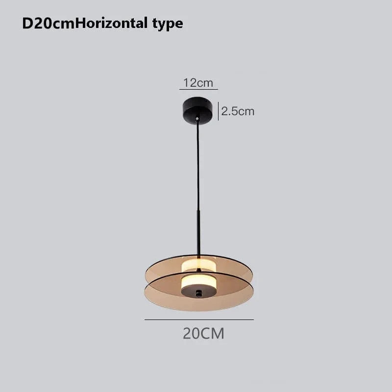 Suspension LED nordique en verre design | Marco Lucetti D20cm horizontale / Verre ambré / Blanc chaud 3000K