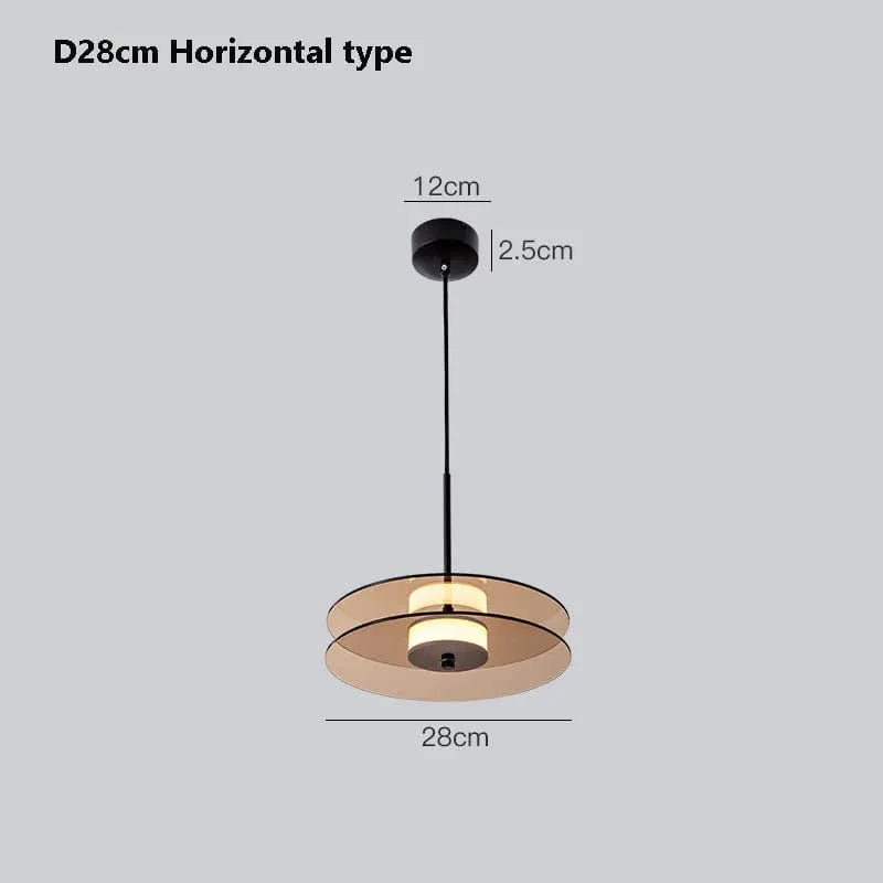 Suspension LED nordique en verre design | Marco Lucetti D28cm horizontale / Verre ambré / Blanc chaud 3000K