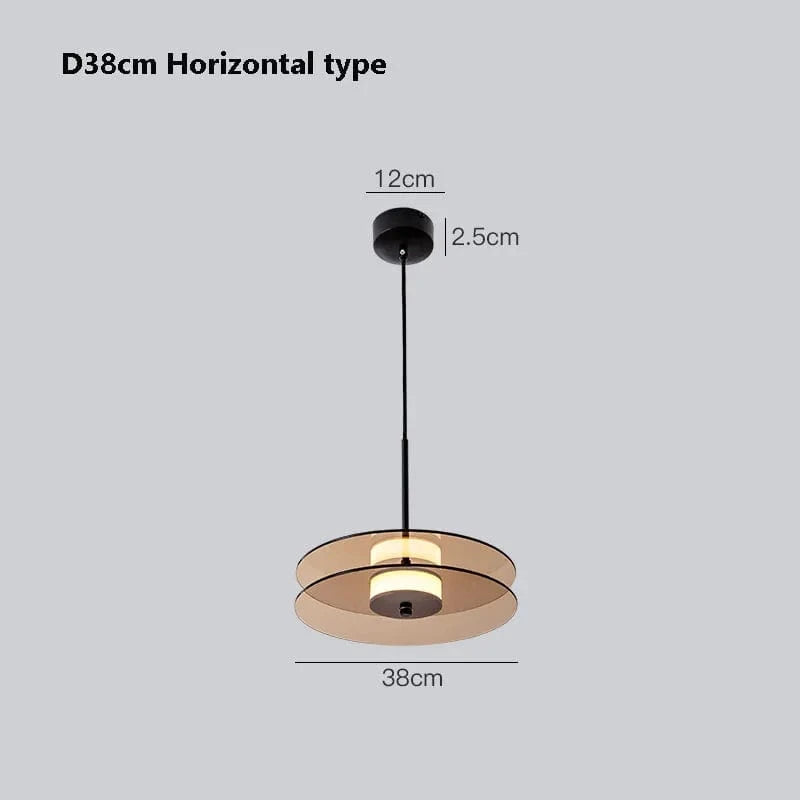 Suspension LED nordique en verre design | Marco Lucetti D38cm horizontale / Verre ambré / Blanc chaud 3000K