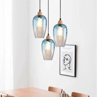 Suspension LED nordique en verre et bois, style moderne | Marco Lucetti