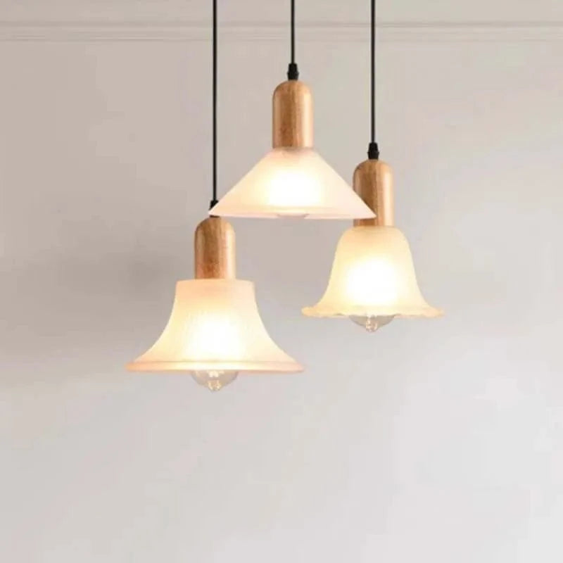 Suspension LED nordique en verre et bois, style moderne | Marco Lucetti