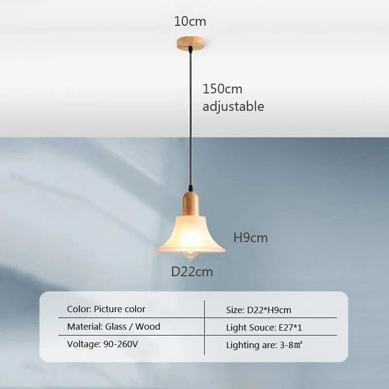 Suspension LED nordique en verre et bois, style moderne | Marco Lucetti PL023G004 A 1H / Blanc froid