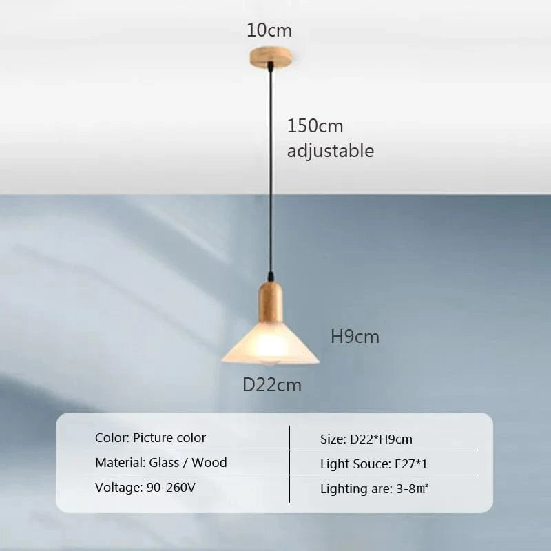 Suspension LED nordique en verre et bois, style moderne | Marco Lucetti PL023G004 B 1H / Blanc froid