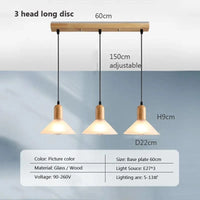 Suspension LED nordique en verre et bois, style moderne | Marco Lucetti PL023G004 B 3H Longue / Blanc froid