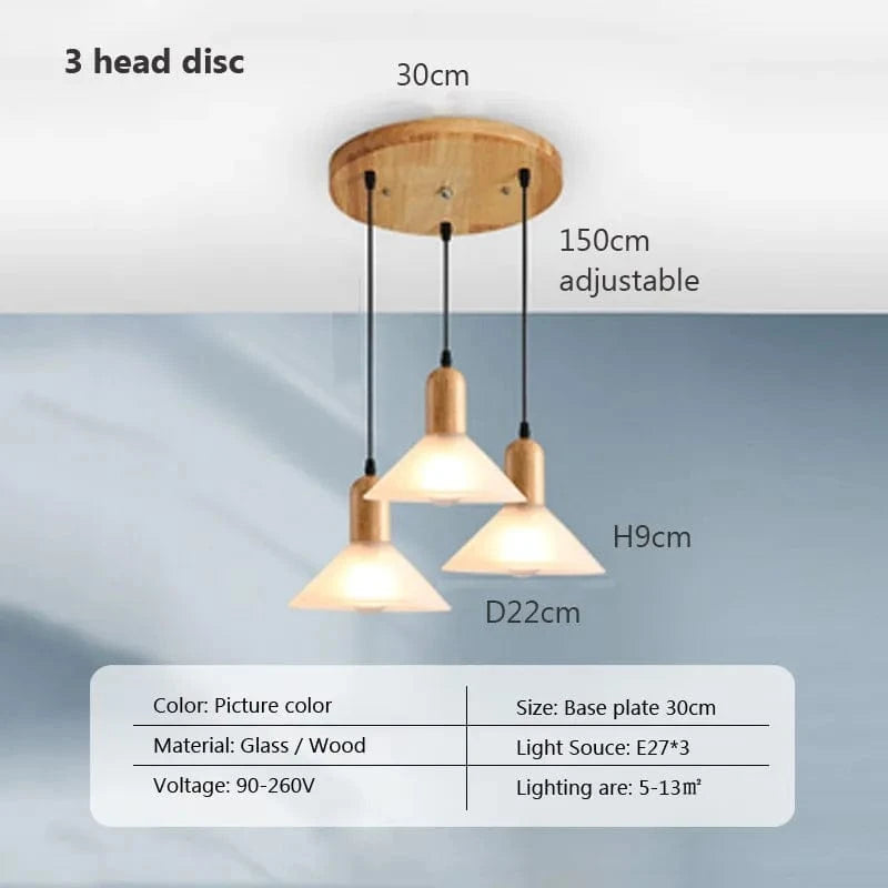 Suspension LED nordique en verre et bois, style moderne | Marco Lucetti PL023G004 B Disque 3H / Blanc froid