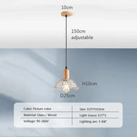 Suspension LED nordique en verre et bois, style moderne | Marco Lucetti PL023G004 C 1H / Blanc froid