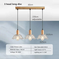 Suspension LED nordique en verre et bois, style moderne | Marco Lucetti PL023G004 C 3H Longue / Blanc froid