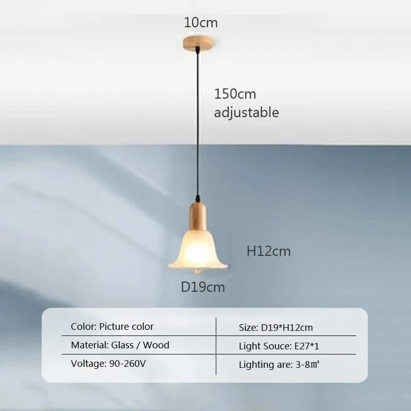 Suspension LED nordique en verre et bois, style moderne | Marco Lucetti PL023G004 D 1H / Blanc froid