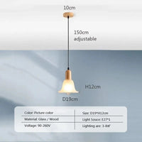 Suspension LED nordique en verre et bois, style moderne | Marco Lucetti PL023G004 D 1H / Blanc froid