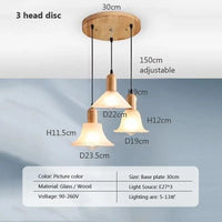 Suspension LED nordique en verre et bois, style moderne | Marco Lucetti PL023G004 Disque ABD / Blanc froid