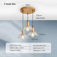 Suspension LED nordique en verre et bois, style moderne | Marco Lucetti PL023G004 Disque C 3H / Blanc froid