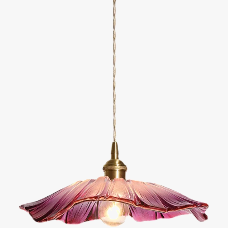 Suspension LED Nordique en Verre Laiton - Fleur Scandinave