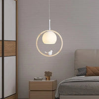Suspension LED nordique en verre - Oiseau rond en bois | Marco Lucetti