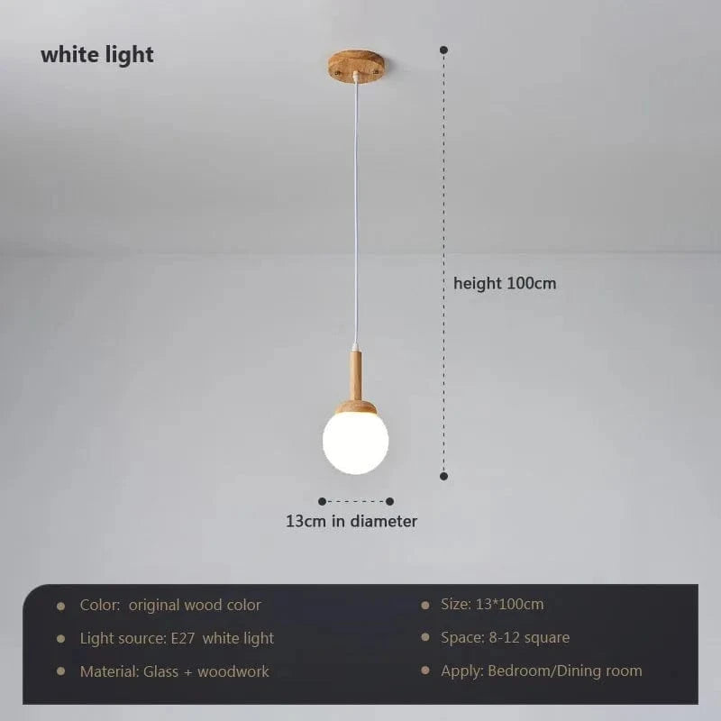 Suspension LED nordique en verre - Oiseau rond en bois | Marco Lucetti PL580 A-blanc