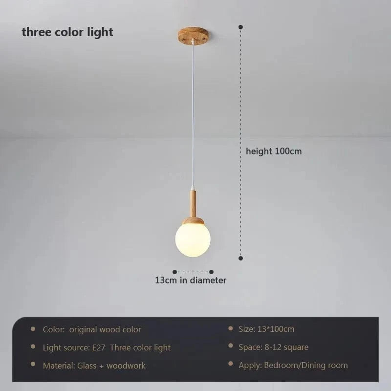 Suspension LED nordique en verre - Oiseau rond en bois | Marco Lucetti PL580 A-trois couleurs