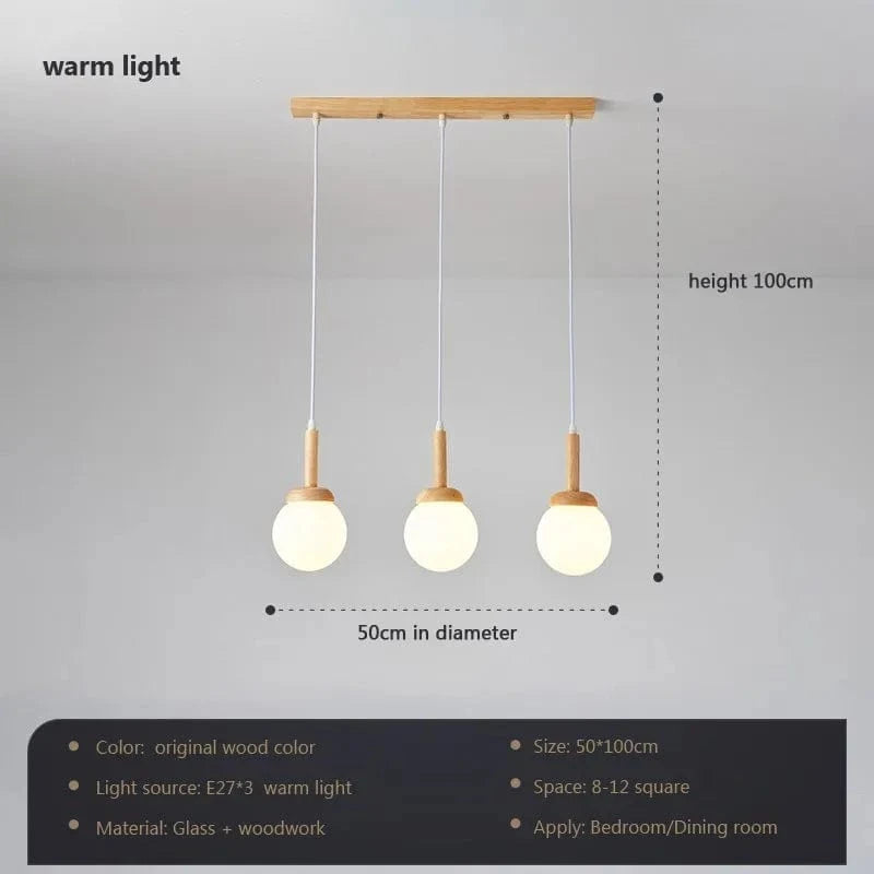 Suspension LED nordique en verre - Oiseau rond en bois | Marco Lucetti PL580 C-blanc