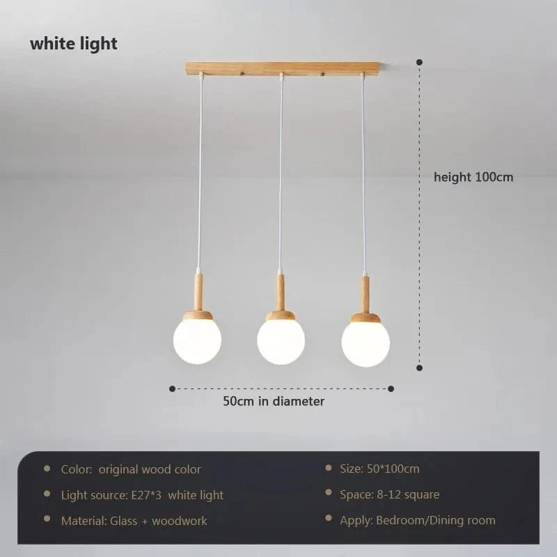 Suspension LED nordique en verre - Oiseau rond en bois | Marco Lucetti PL580 C-chaud