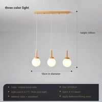 Suspension LED nordique en verre - Oiseau rond en bois | Marco Lucetti PL580 C-trois couleurs