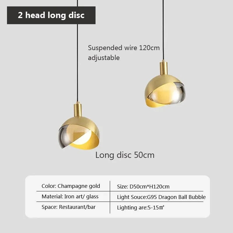 Suspension LED nordique en verre royal | Marco Lucetti PL786 A2H disque long / Blanc froid
