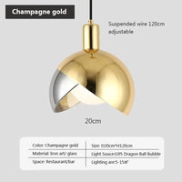 Suspension LED nordique en verre royal | Marco Lucetti PL786 Champagne or / Blanc froid