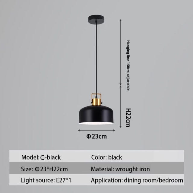 Suspension LED Nordique Haston | Marco Lucetti C - Noir / Chaude