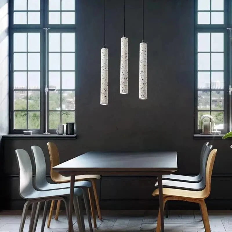 Suspension LED nordique industrielle géométrique Terrazzo créatif pour Restaurant Bar Café Longue Ciment | Marco Lucetti