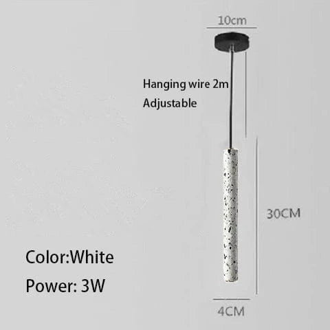 Suspension LED nordique industrielle géométrique Terrazzo créatif pour Restaurant Bar Café Longue Ciment | Marco Lucetti Blanc / 6000K