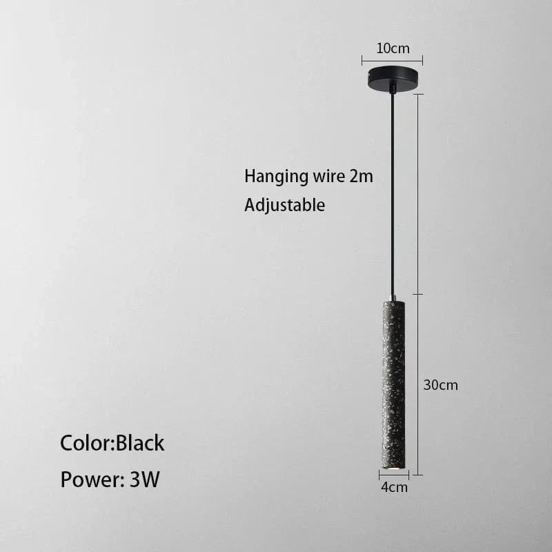 Suspension LED nordique industrielle géométrique Terrazzo créatif pour Restaurant Bar Café Longue Ciment | Marco Lucetti Noir / 6000K