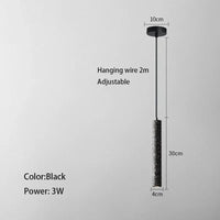 Suspension LED nordique industrielle géométrique Terrazzo créatif pour Restaurant Bar Café Longue Ciment | Marco Lucetti Noir / 6000K