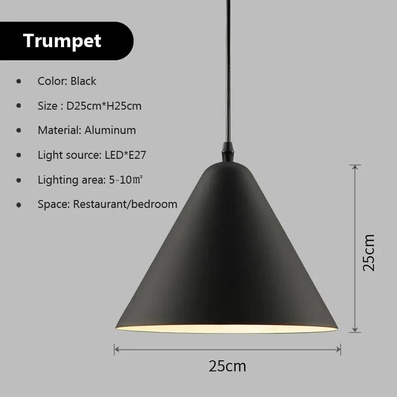 Suspension LED nordique Macaron en Fer | Marco Lucetti PL843 25 cm Noir / Lumière tricolore