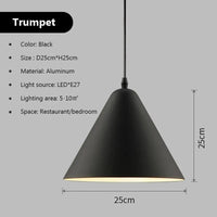 Suspension LED nordique Macaron en Fer | Marco Lucetti PL843 25 cm Noir / Lumière tricolore