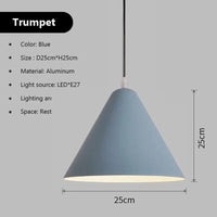 Suspension LED nordique Macaron en Fer | Marco Lucetti PL843 25cm Bleu / Blanc chaud