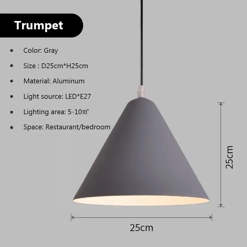 Suspension LED nordique Macaron en Fer | Marco Lucetti PL843 25cm Gris / Blanc froid